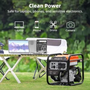4400-Watts Inverter Generator, Open Frame Generator Gas Powered, Emergency Home Backup, RV Ready 30A Outlet, EPA Compliment G-4400